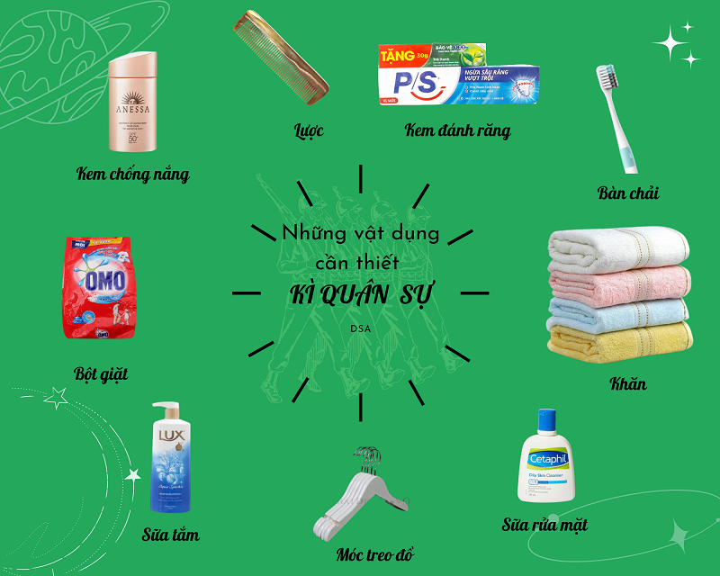 Những vật dụng cần thiết khi đi quân sự Chỉ cần mang những vật dụng cần thiết khi đi học quân sự